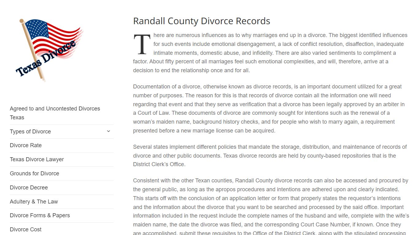 Randall County Divorce Records – Divorce in Texas