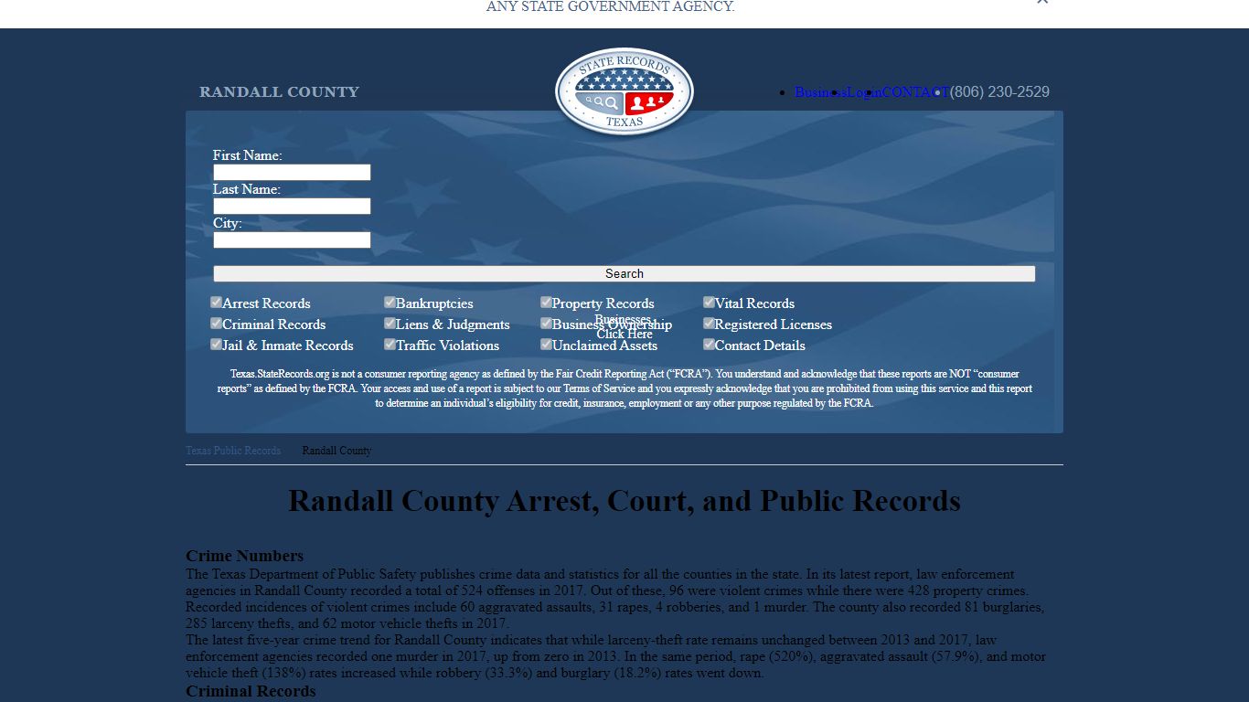 Randall County Arrest, Court, and Public Records